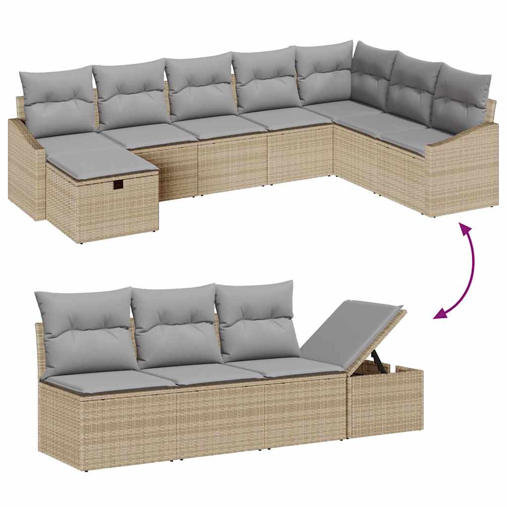 Sofa Sæt med pude 8 pcs polyrattan