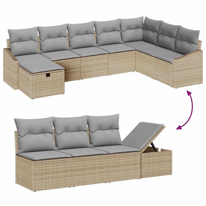 Sofa Sæt med pude 8 pcs polyrattan