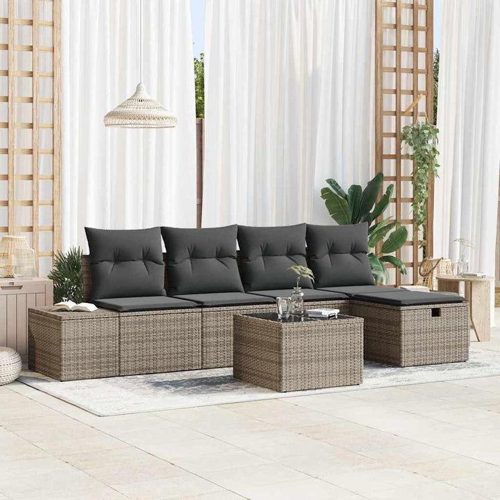 Sofa Sæt med pude 5 pcs polyrattan