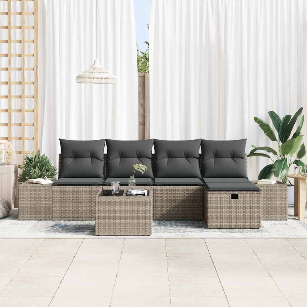 Sofa Sæt med pude 5 pcs polyrattan
