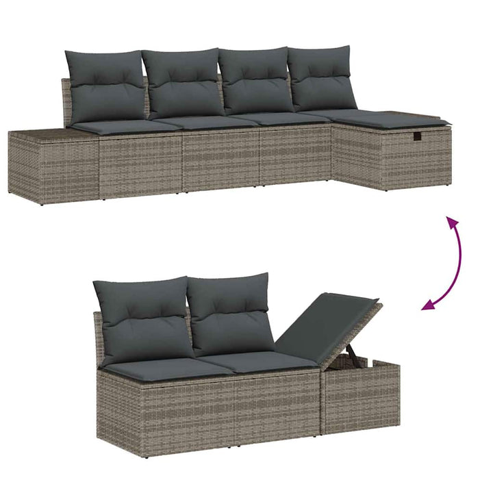 Sofa Sæt med pude 5 pcs polyrattan