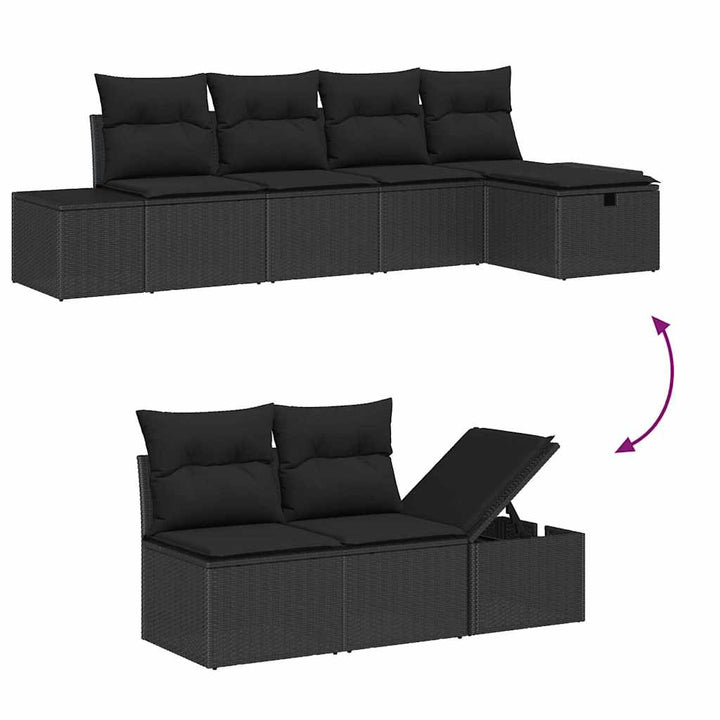 Sofa Sæt med pude 5 pcs polyrattan