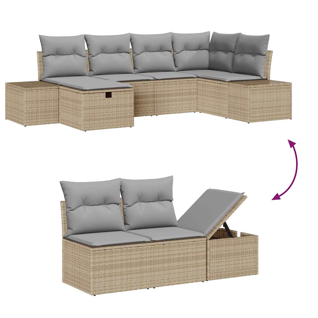 Sofa Sæt 6 stk. polyrattan