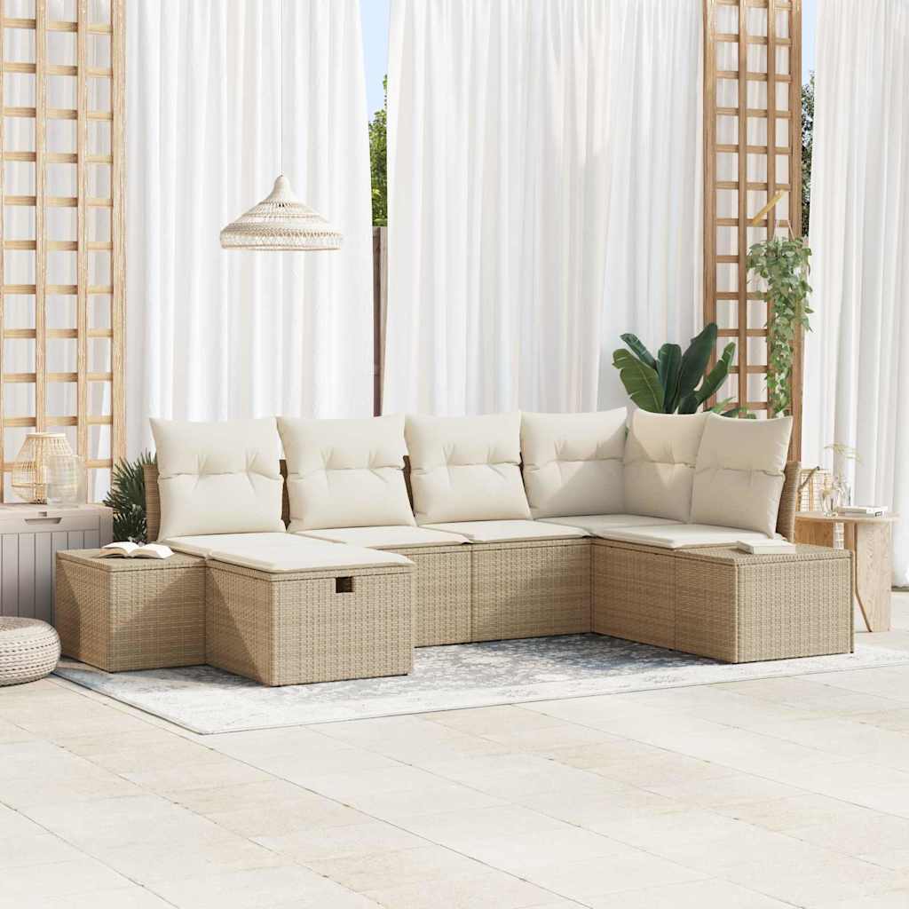 Sofa Sæt med pude 6 pcs polyrattan