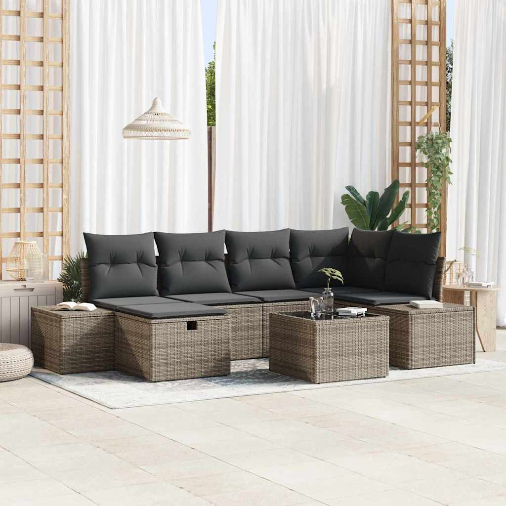 Sofa Sæt med pude 7 pcs polyrattan