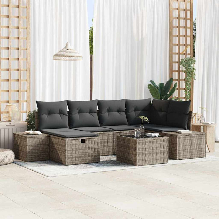 Sofa Sæt med pude 7 pcs polyrattan