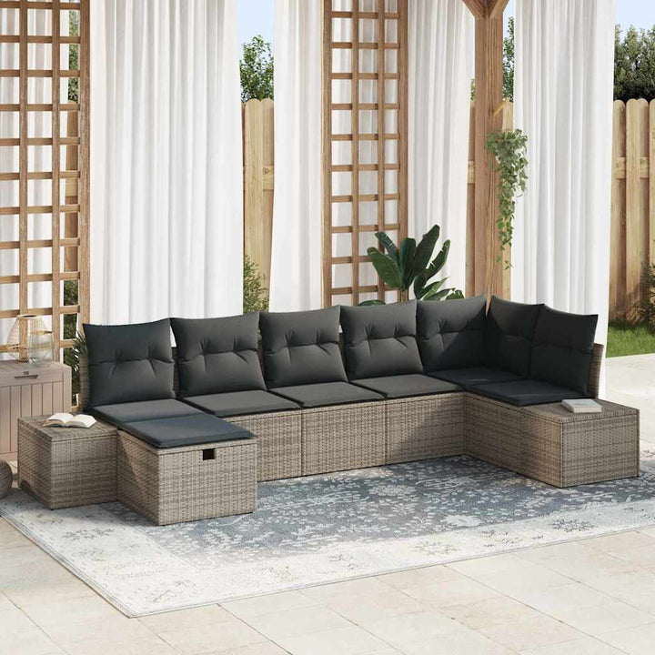 Sofa Sæt med pude 7 pcs polyrattan