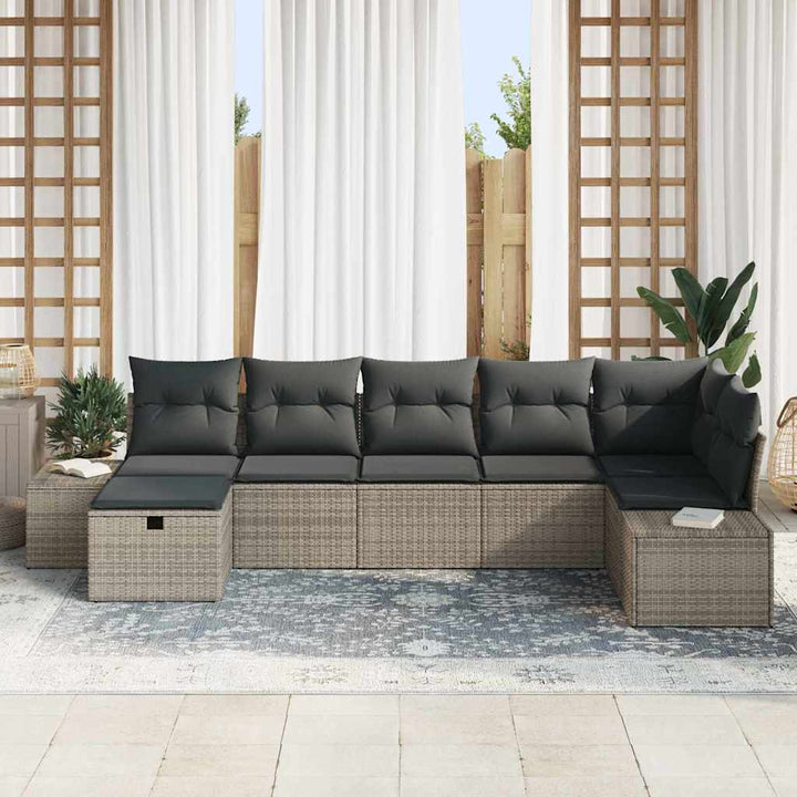 Sofa Sæt med pude 7 pcs polyrattan