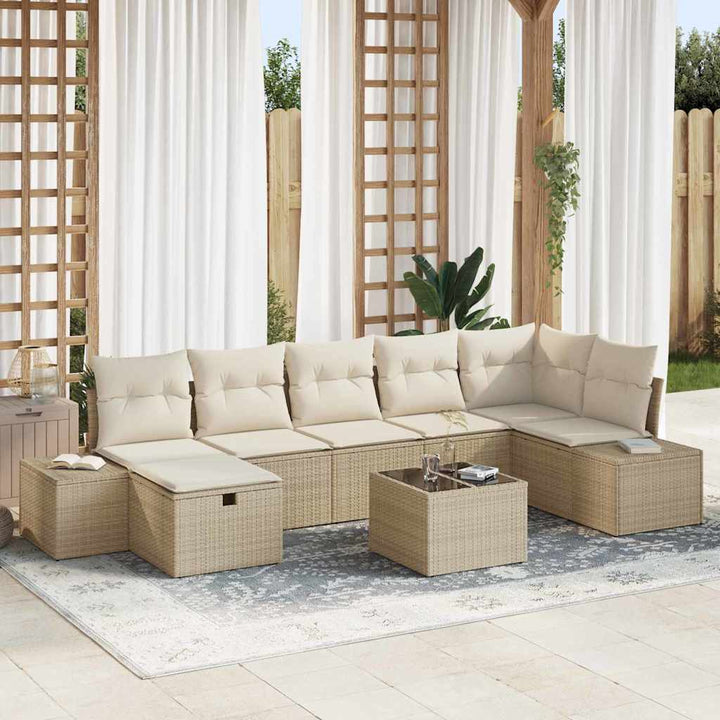 Sofa Sæt med pude 8 pcs polyrattan