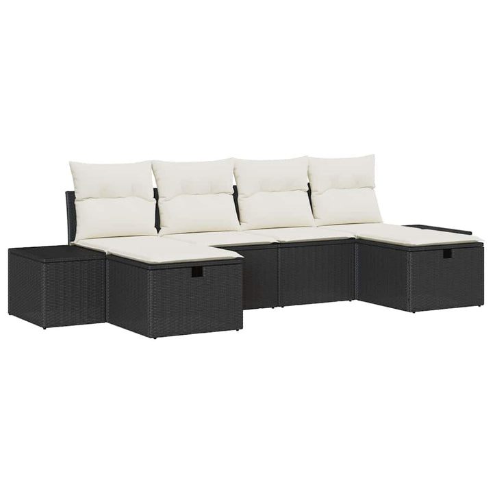 Havesofa Sæt med pude med opbevaring 6 pcs polyrattan