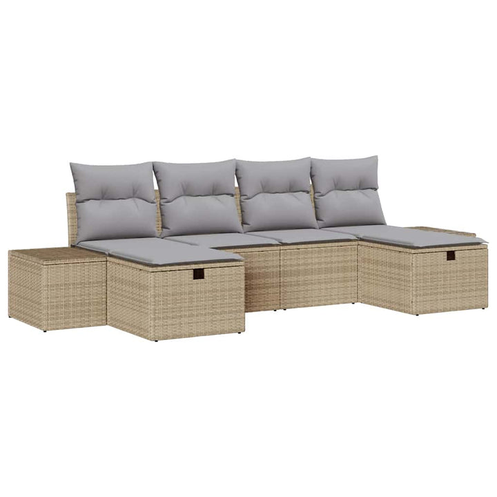 Havesofa Sæt 6 stk. Beige polyrattan