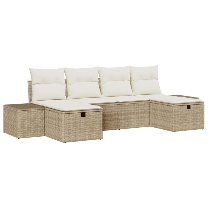 Havesofa Sæt 6 stk. Beige polyrattan
