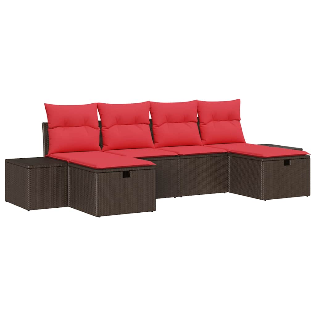 Havesofa Sæt 6 stk. Brun polyrattan