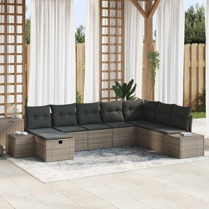 Havesofa Sæt 8 stk. Grå polyrattan