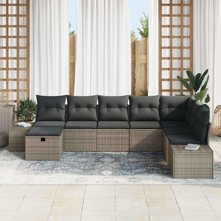 Havesofa Sæt 8 stk. Grå polyrattan