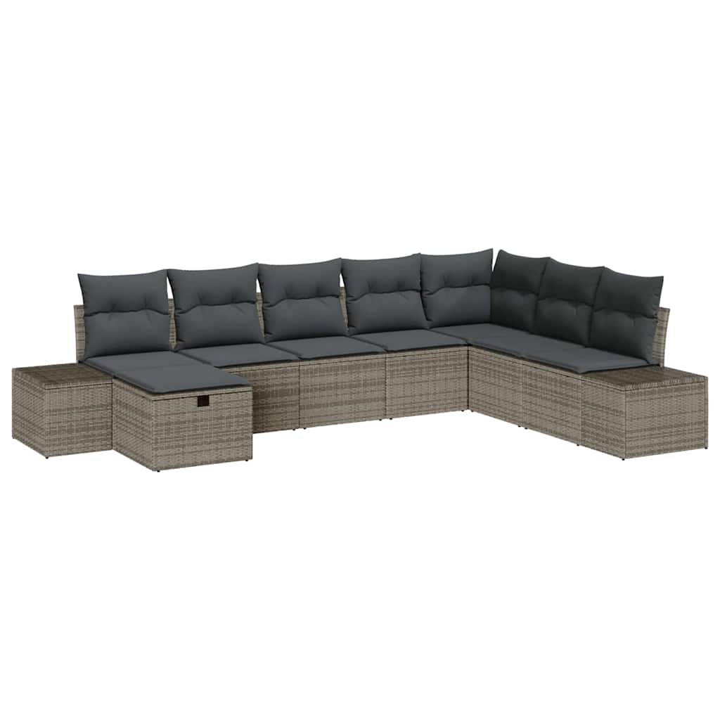 Havesofa Sæt 8 stk. Grå polyrattan