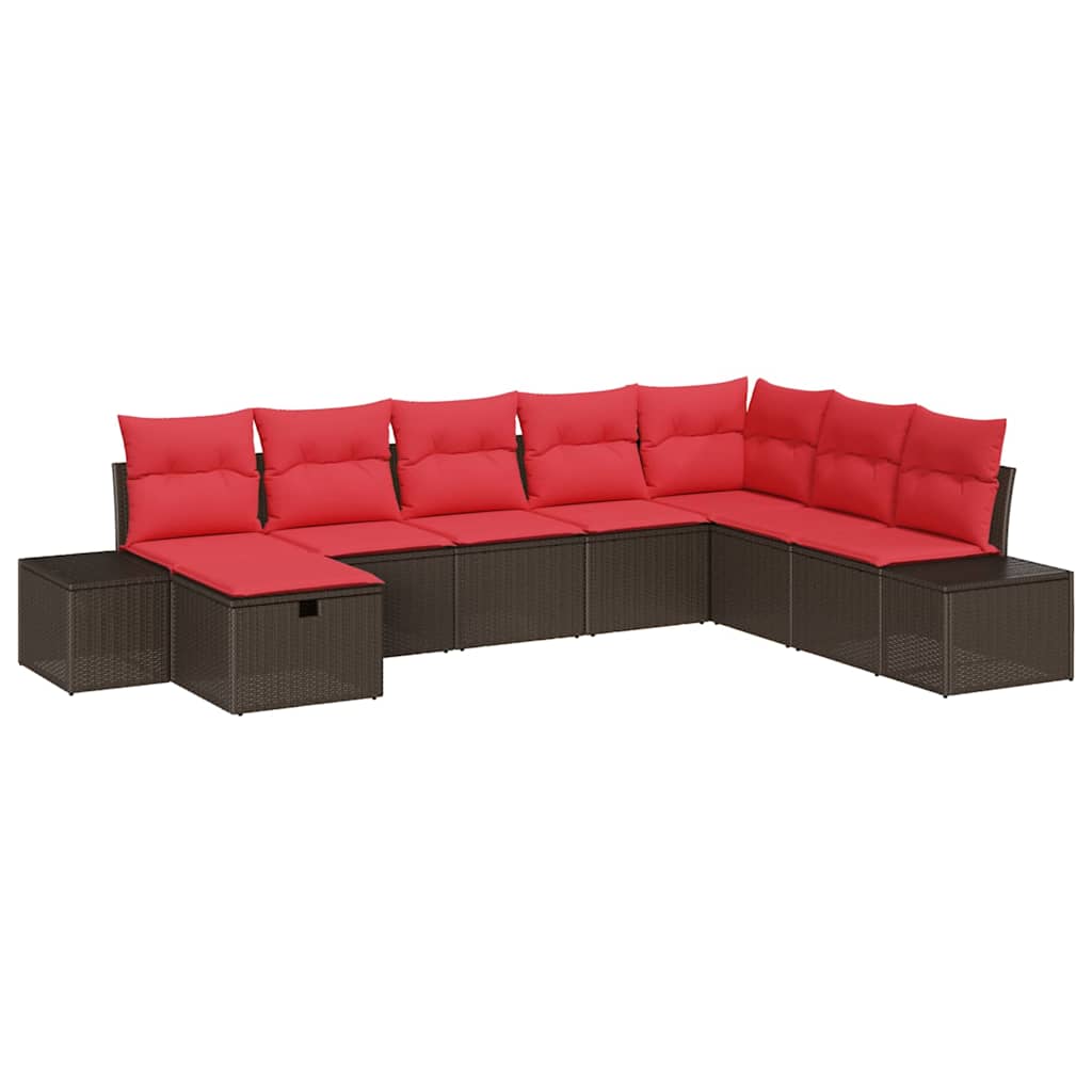 Havesofa Sæt 8 stk. Brun polyrattan