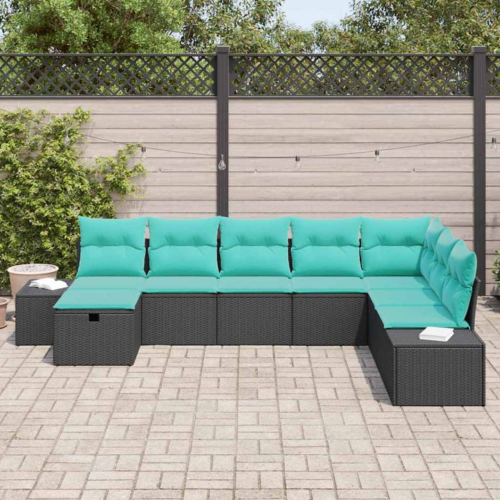 Havesofa Sæt 8 stk. Sort polyrattan