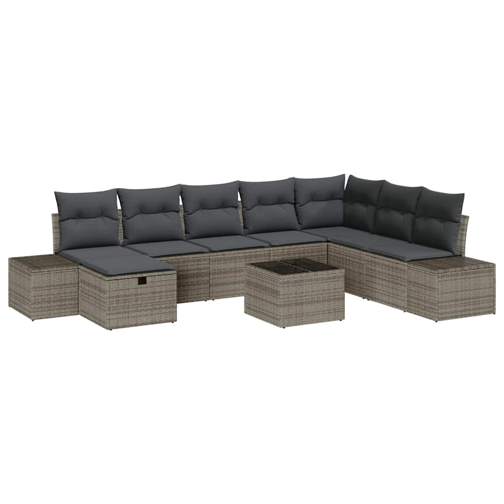 Havesofa Sæt 9 stk. Grå polyrattan