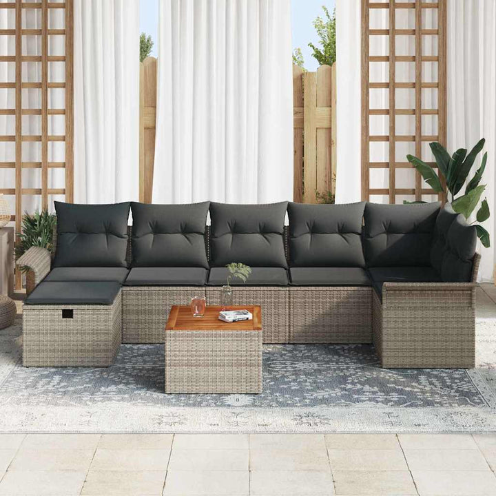 Havesofa Sæt 8 stk. Grå Poly rattan