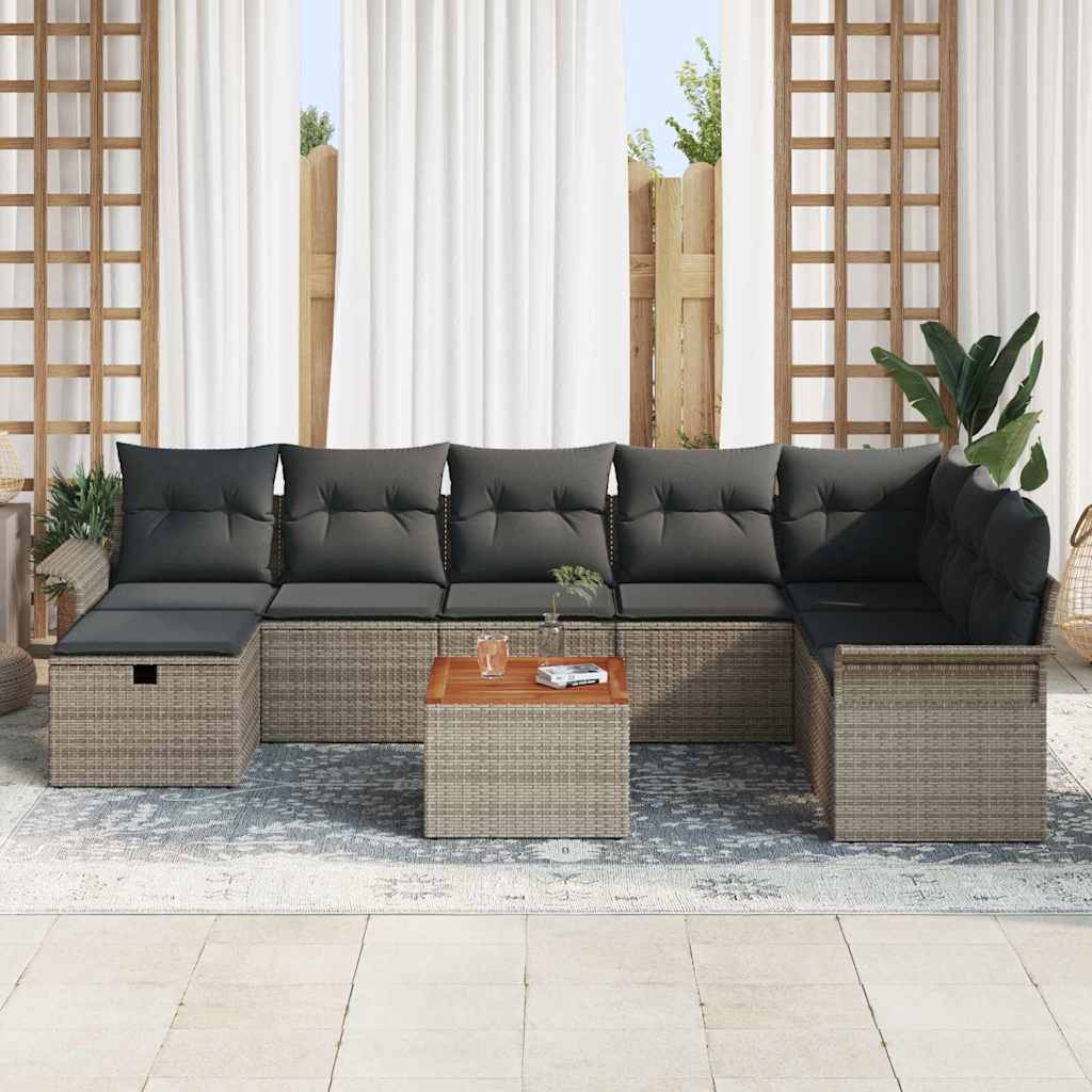 Havesofa Sæt 9 stk. Grå Poly rattan