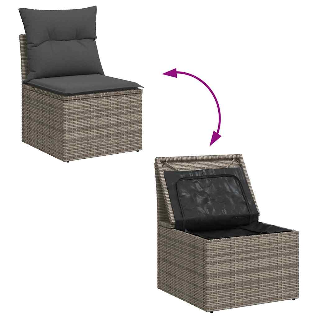 Havesofa Sæt 6 stk. Grå Poly rattan