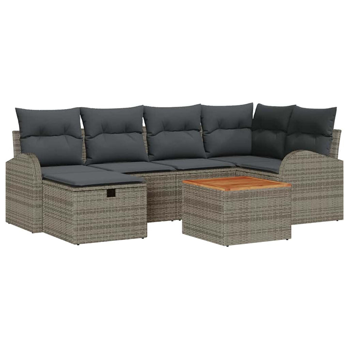 Havesofa Sæt 7 stk. Grå Poly rattan