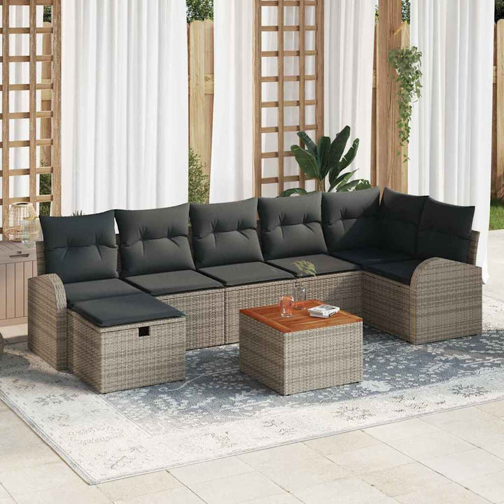 Havesofa Sæt 8 stk. Grå Poly rattan