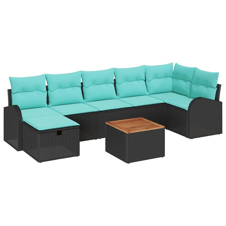 Havesofa Sæt 8 stk. Sort Poly rattan