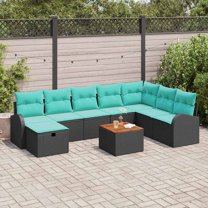 Havesofa Sæt 9 stk. Sort Poly rattan