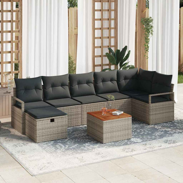 Havesofa Sæt 8 stk. Grå Poly rattan
