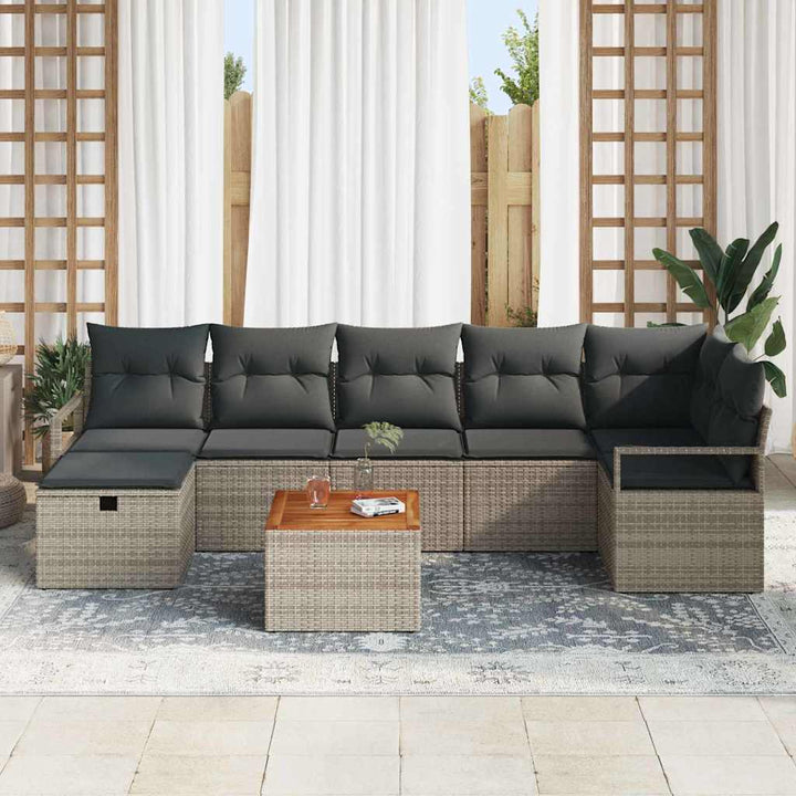 Havesofa Sæt 8 stk. Grå Poly rattan