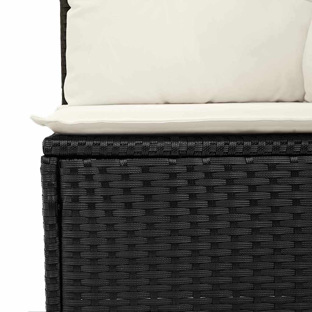 Havesofa Sæt med opbevaring 8 pcs Sort Poly rattan