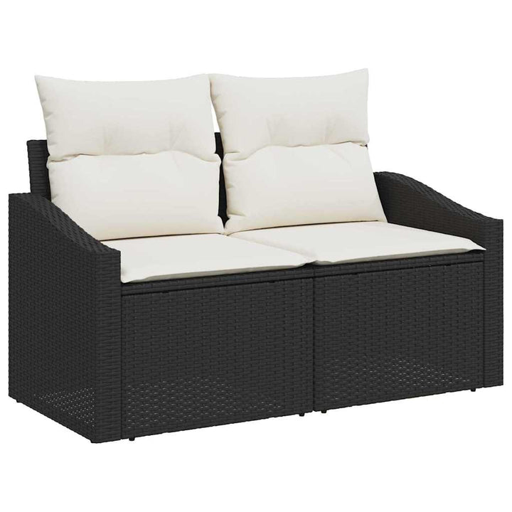 Havesofa Sæt med opbevaring 8 pcs Sort Poly rattan
