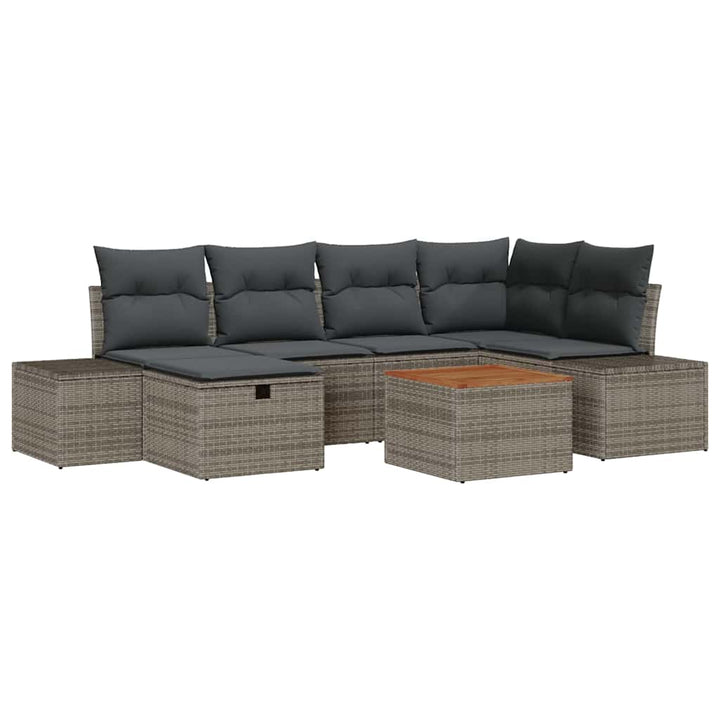 Havesofa Sæt 7 stk. Grå Poly rattan