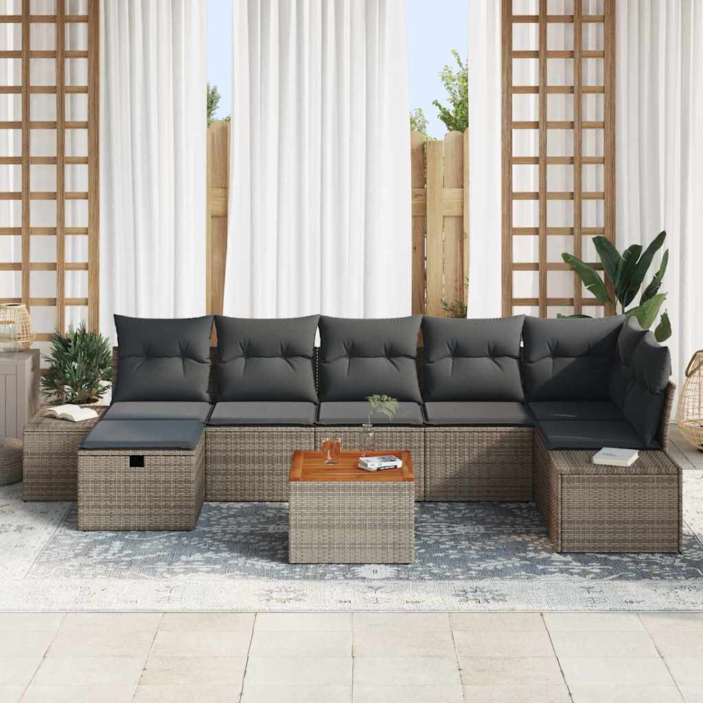 Havesofa Sæt 8 stk. Grå Poly rattan