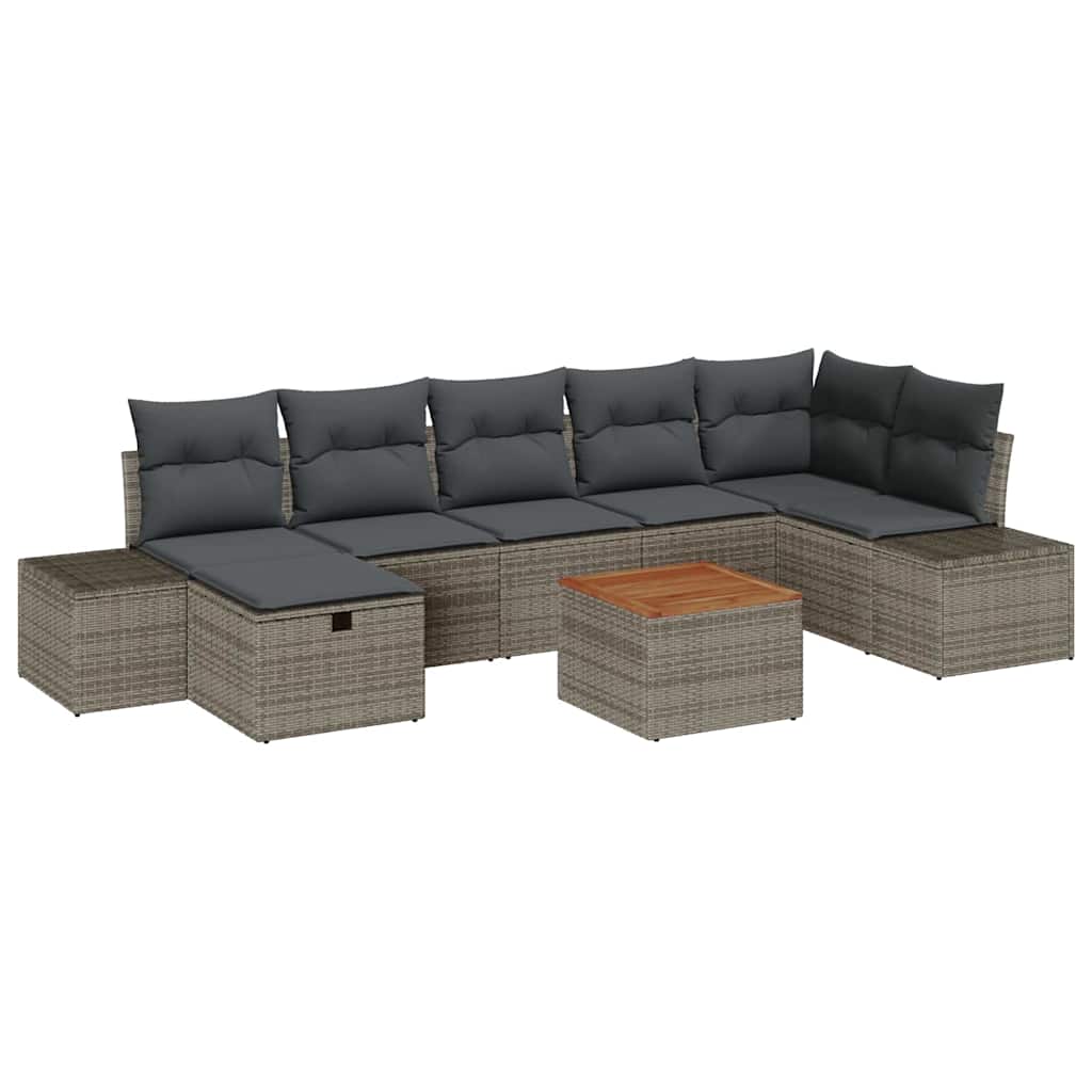 Havesofa Sæt 8 stk. Grå Poly rattan