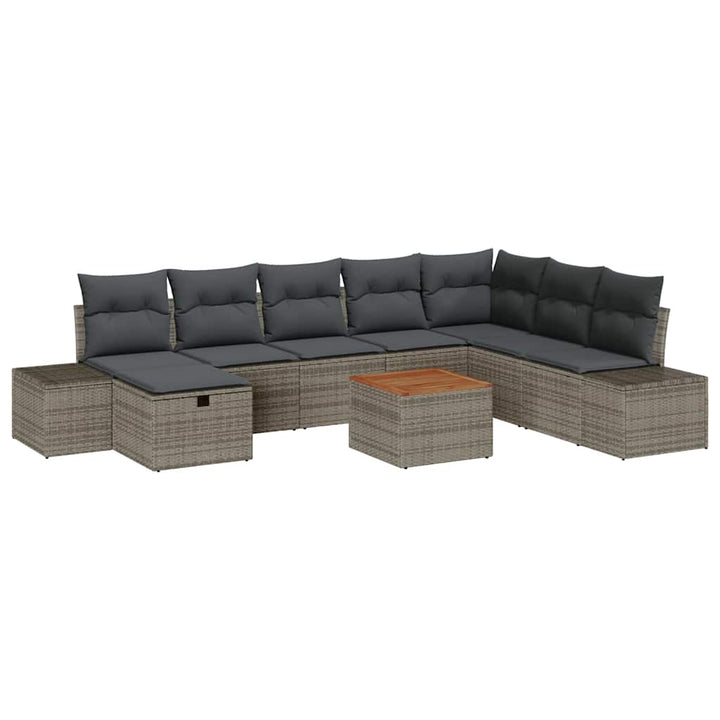 Havesofa Sæt 9 stk. Grå Poly rattan