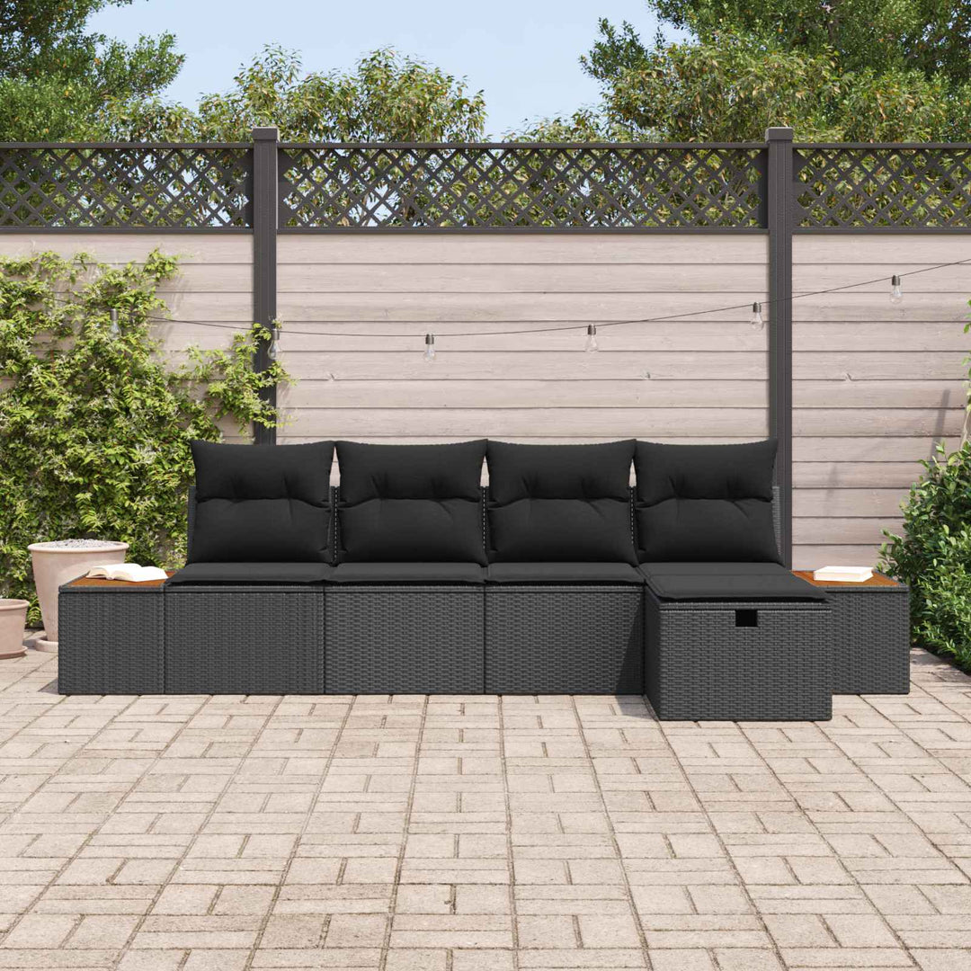 Havesofa Sæt 6 stk. Sort polyrattan