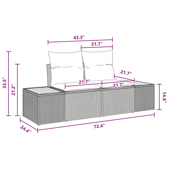 Havesofa Sæt med pude 5 pcs Sort Poly rattan