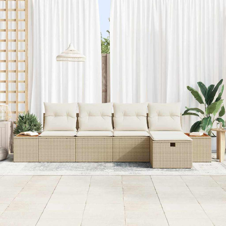 Havesofa Sæt 6 stk. Beige polyrattan