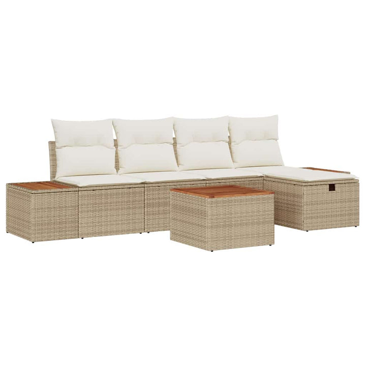 Havesofa Sæt 6 stk. Beige polyrattan