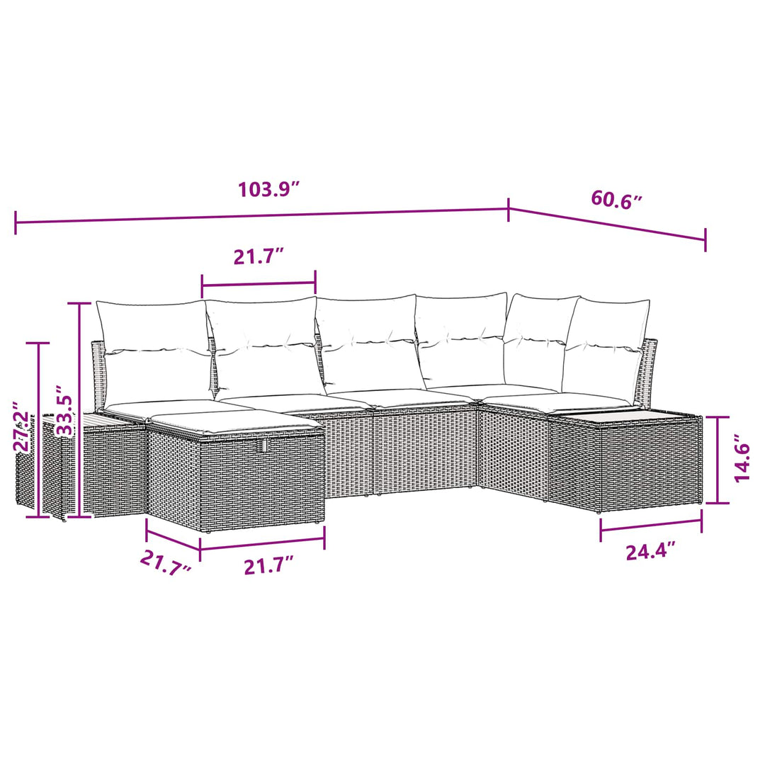 Havesofa Sæt med pude med opbevaring Sort polyrattan