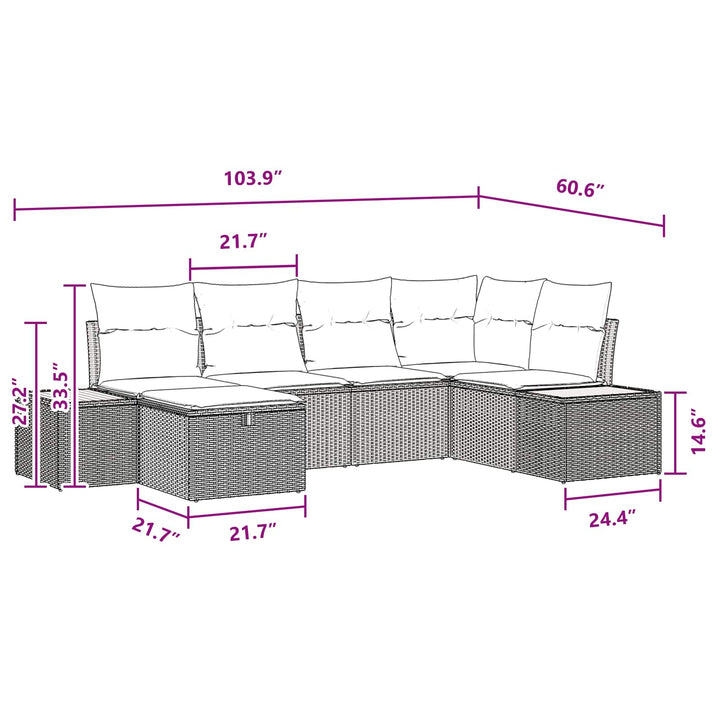 Havesofa Sæt med pude med opbevaring Sort polyrattan