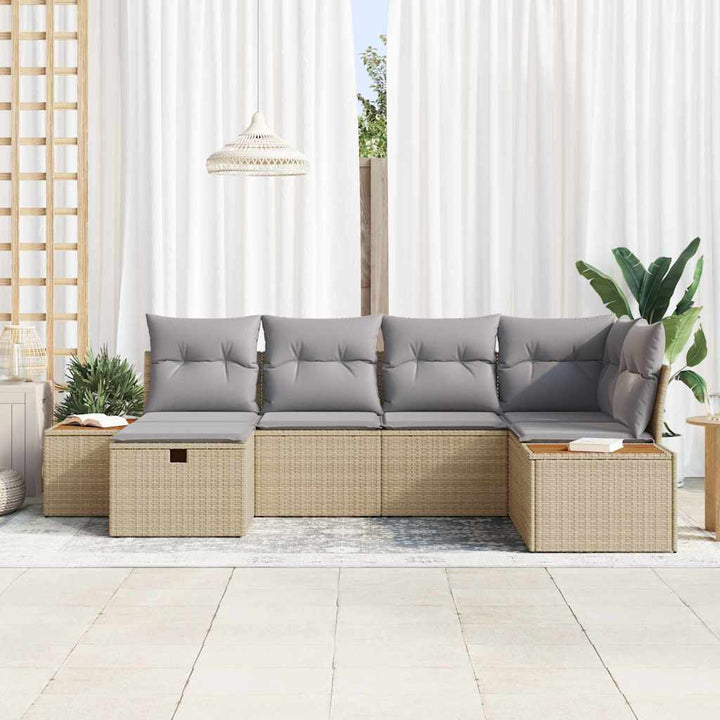 Havesofa Sæt med pude med opbevaring Beige polyrattan