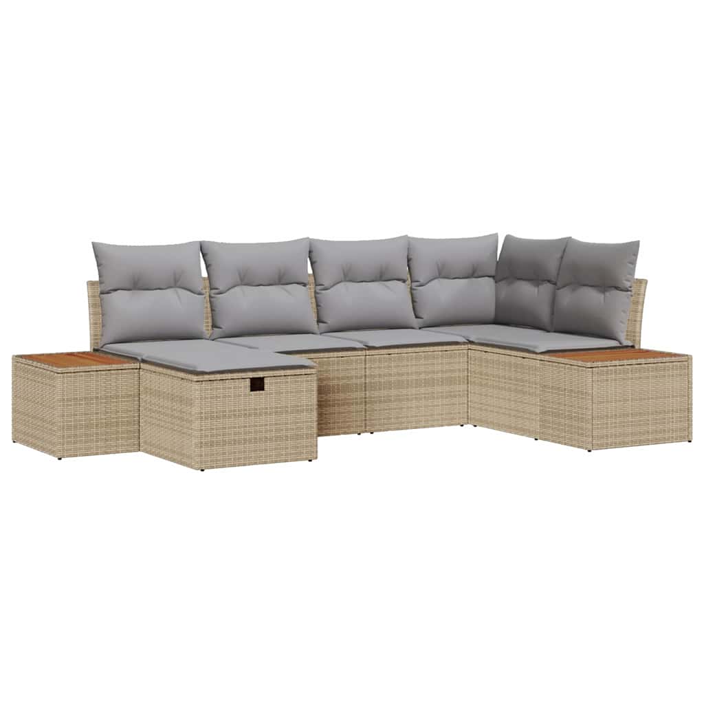 Havesofa Sæt med pude med opbevaring Beige polyrattan