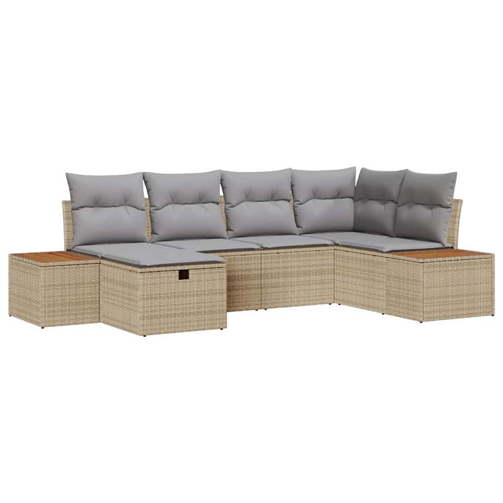 Havesofa Sæt med pude med opbevaring Beige polyrattan
