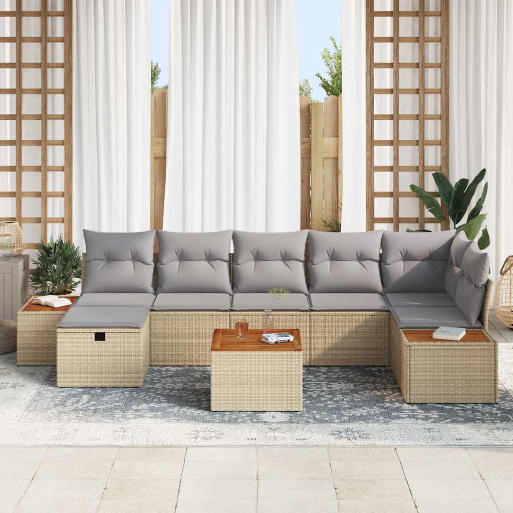 Havesofa Sæt 8 stk. Beige polyrattan