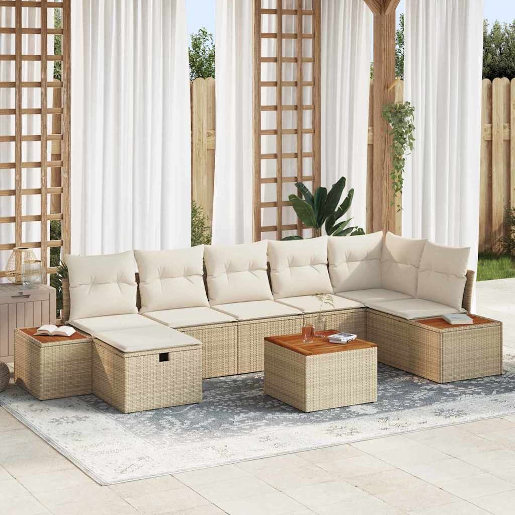 Havesofa Sæt 8 stk. Beige polyrattan