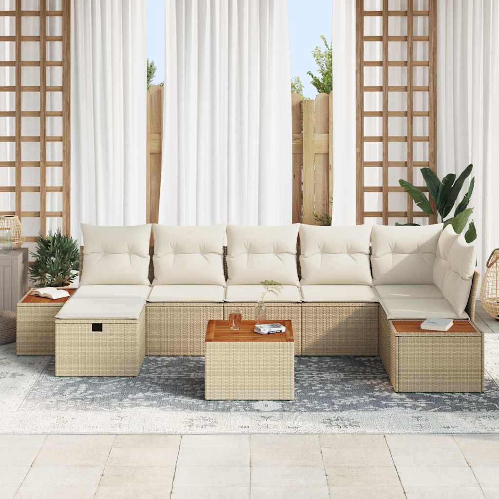 Havesofa Sæt 8 stk. Beige polyrattan